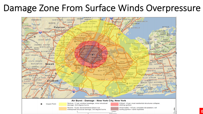 Map of a pretend asteroid’s damage to New York City
